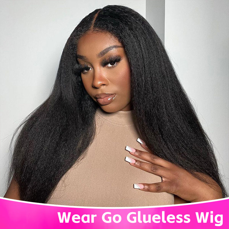 Glueless Wigs Human Hair Ready To Wear 5x5 HD Transparent Lace Closure Kinky Straight Human Hair Wigs Wear And Go