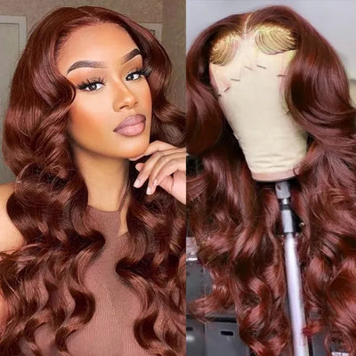 Dachic Super Deal 33# Auburn Colored Glueless 13x4 HD Lace Front Closure Human Hair Wigs Body Wave Wig