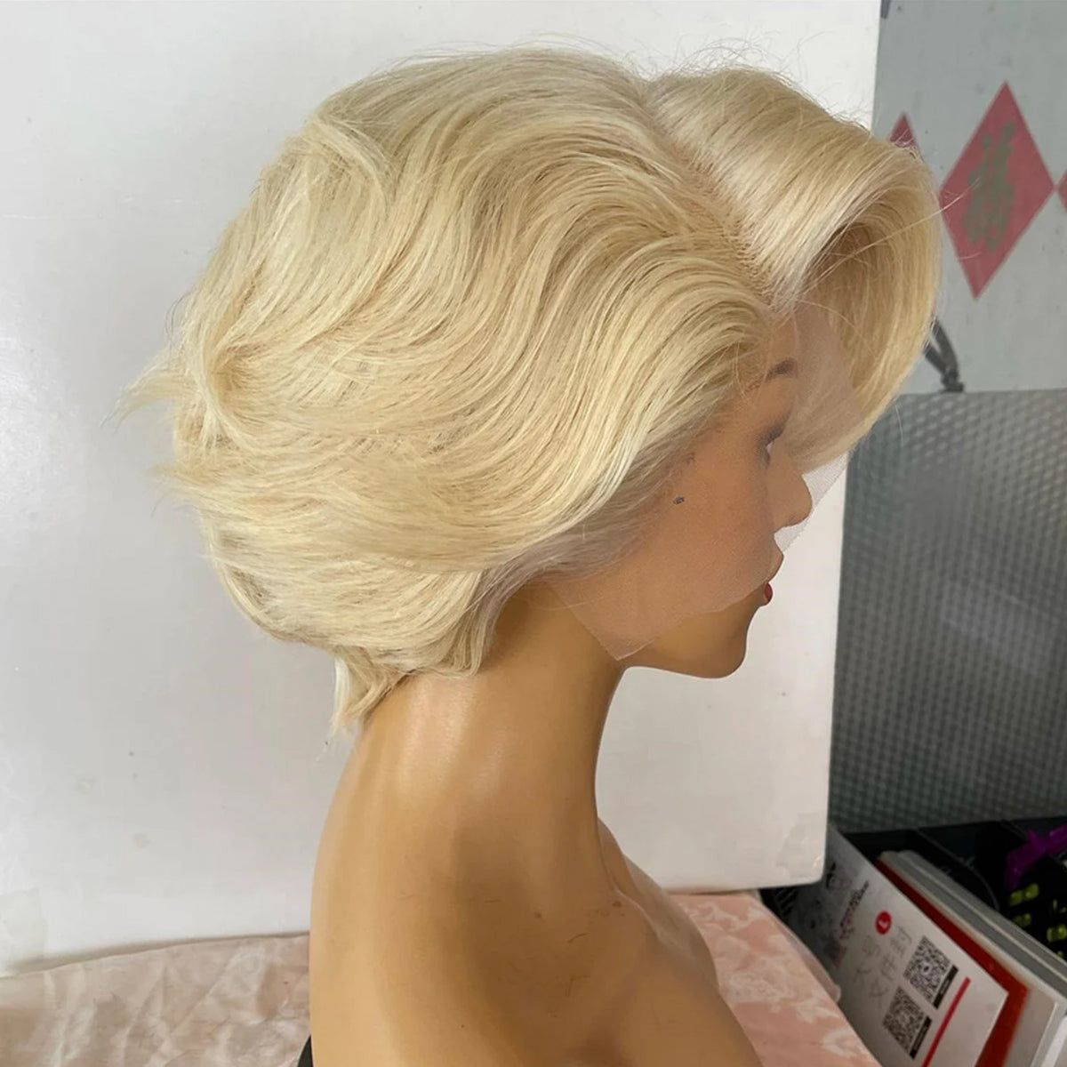 Dachic Hair 613 Blonde pixie cut 13x4 Lace Front Wig
