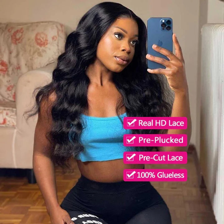Glueless Wigs Human Hair Ready To Wear 5x5 HD Transparent Lace Closure Wigs Body Wave Human Hair Wigs Wear And Go