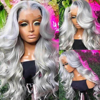 Dachic Special Customise Grey Colored 13x4 13x6 HD Lace Front Human Hair 613 Frontal Wigs 180% Density
