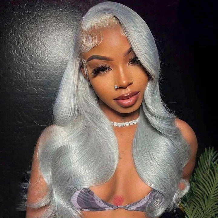 Dachic Special Customise Grey Colored 13x4 13x6 HD Lace Front Human Hair 613 Frontal Wigs 180% Density