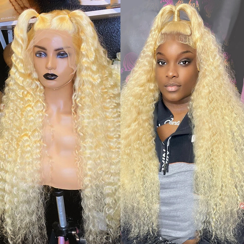 Dachic 613 Blonde13x4/ 13x6 HD Lace Front Human Hair Wigs Curly Frontal Wigs 180% Density