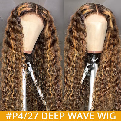 Dachic 4/27 Highlight Deep Wave 13x4 13x6 HD Lace Front Closure Wigs Human Hair Frontal Wigs 180% Density
