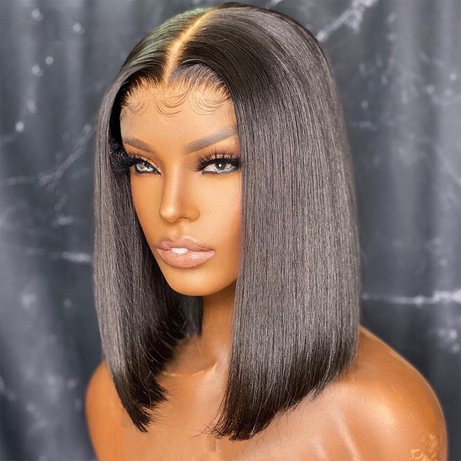 Glueless Wigs Human Hair Ready To Wear 5x5 HD Transparent Lace Closure Wigs Straight Bob Human Hair Wigs Wear And Go
