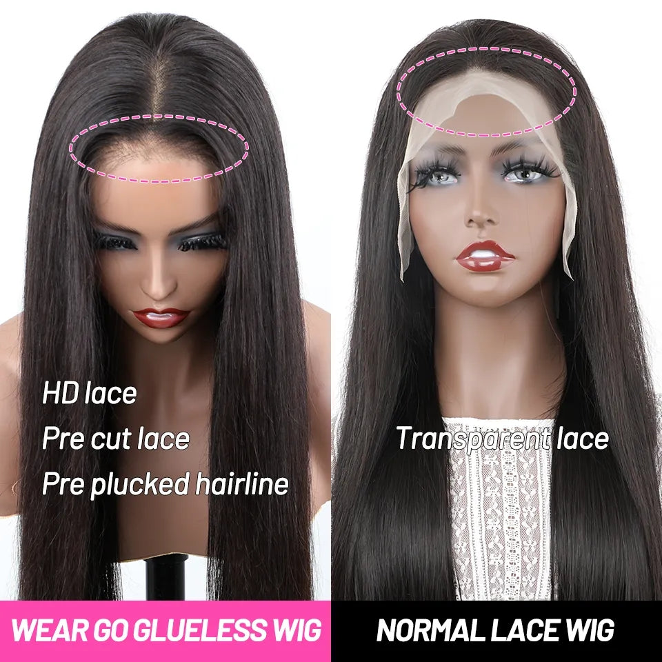 Glueless Wigs Human Hair Ready To Wear5x5 HD Transparent Lace Closure Wigs Straight Human Hair Wigs Wear And Go