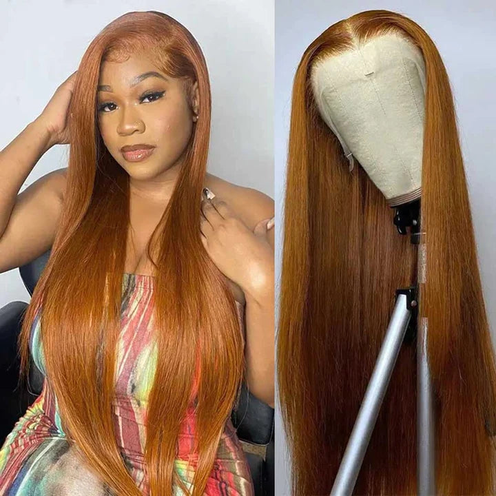 Dachic Ginger Colored 13x4 5x5 HD Lace Front Closure Human Hair Wigs 180% Density