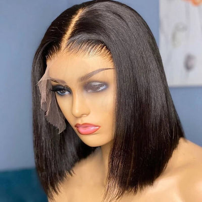 Dachic Hair 13x4 Short Bob Wigs Human Hair Lace Front Wigs Straight 180%density