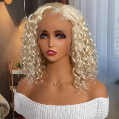 Dachic Hair 613 Blonde Bob Bouncy Water Wave 13x4 Lace Front Wig 180%