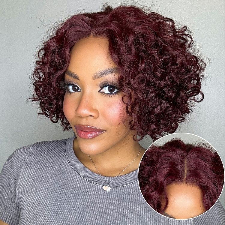 Retro Curly Human Hair Wig With Bangs