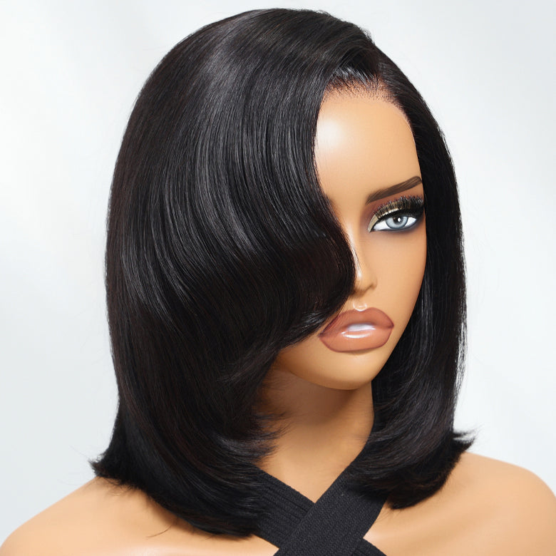 Elegant And Classy Side Part Layered Cut Design Colored Glueless Lace Human Hair Wigs-009