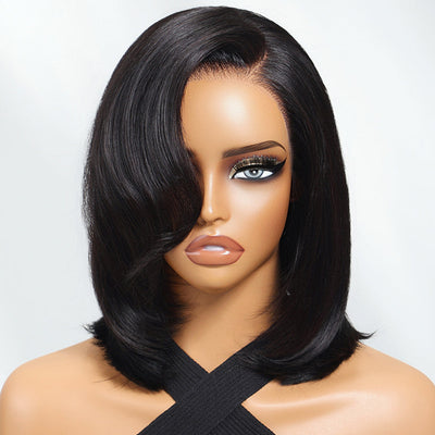 Elegant And Classy Side Part Layered Cut Design Colored Glueless Lace Human Hair Wigs-009