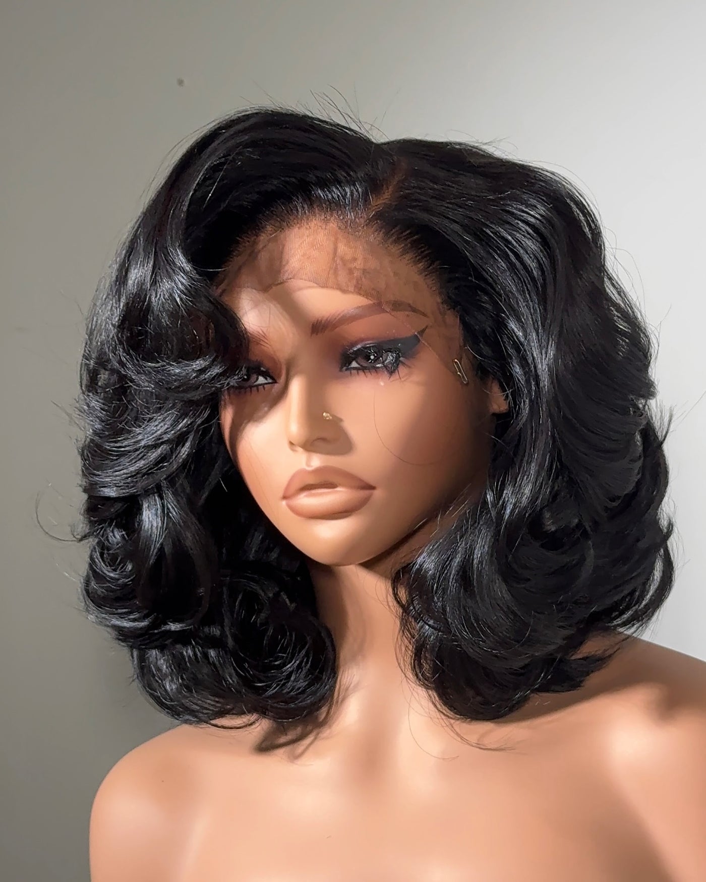 Chic Side Part Layered Cut Glueless Lace Human Hair Wigs-013