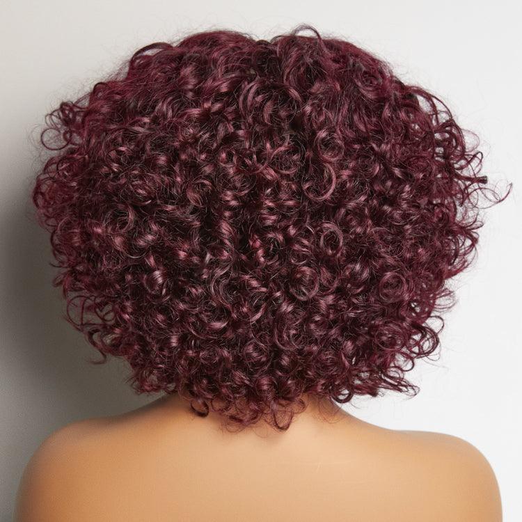 Retro Curly Human Hair Wig With Bangs