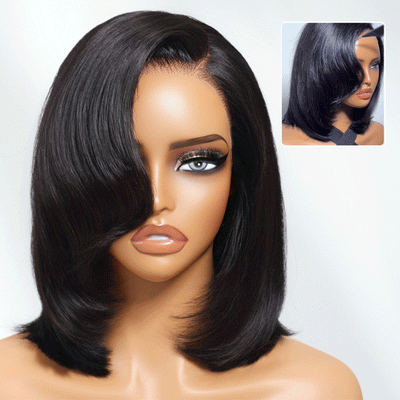 Elegant And Classy Side Part Layered Cut Design Colored Glueless Lace Human Hair Wigs-009