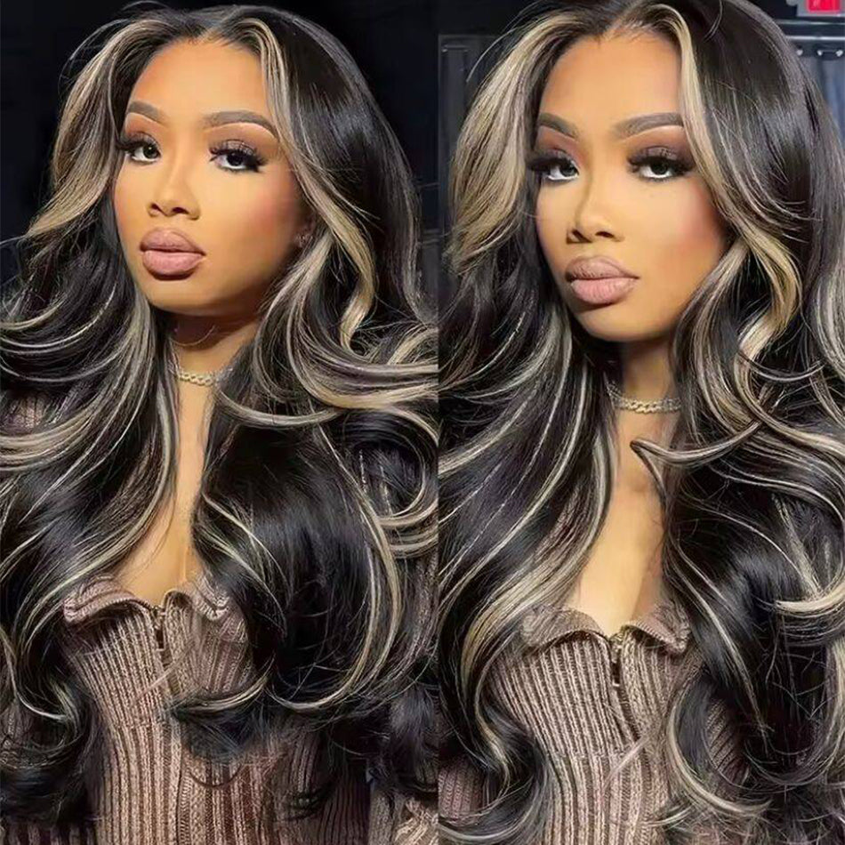 Highlight 1B/27# Colored Invisiable Undetectable HD 5x5 13x4 Full Lace Frontal Closure Human Hair Wig