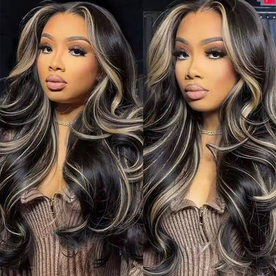 Highlight 1B/27# Colored Invisiable Undetectable HD 5x5 13x4 Full Lace Frontal Closure Human Hair Wig