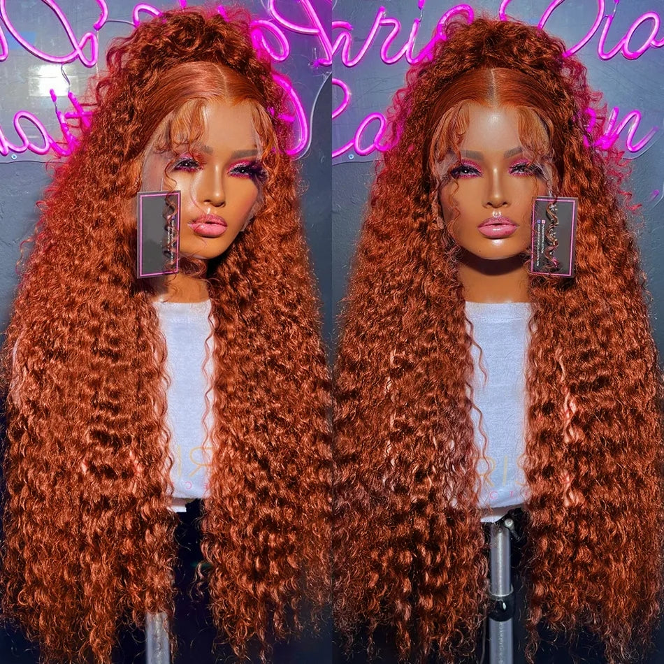 Dachic Hair Ginger Deep Wave 13x6 Lace Frontal Wig Colored Human Hair