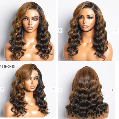 Hairstylist Works 14 Inch Elegant Short Wigs Ombre Highlight Blonde Colored Human Hair Wigs