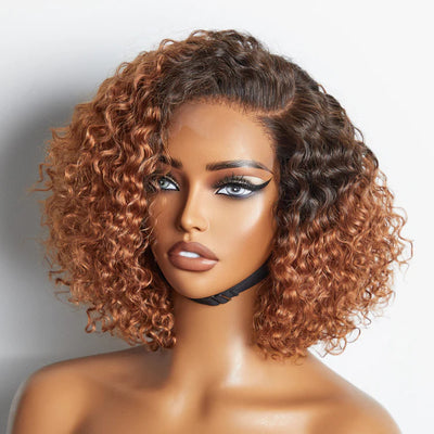 Ombre Ginger Colored Short Kinky Curly BOB Wigs-014
