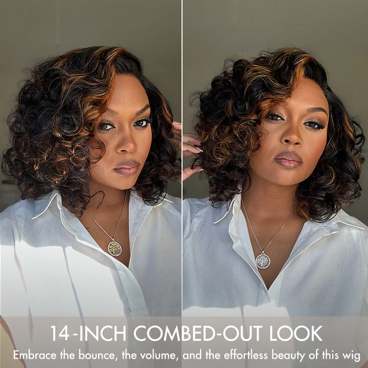 Side Part Bouncy Curly Glueless Lace Human Hair Wigs Ready To Wear-007