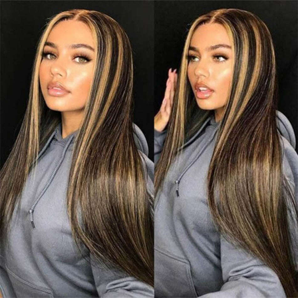 Highlight 1B/27# Colored Invisiable Undetectable HD 5x5 13x4 Full Lace Frontal Closure Human Hair Wig