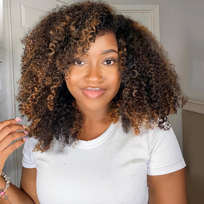 Special Offer !Highlight Brown/ Blonde Colored 6x5 Glueless Lace Human Hair Wigs Wear And Go