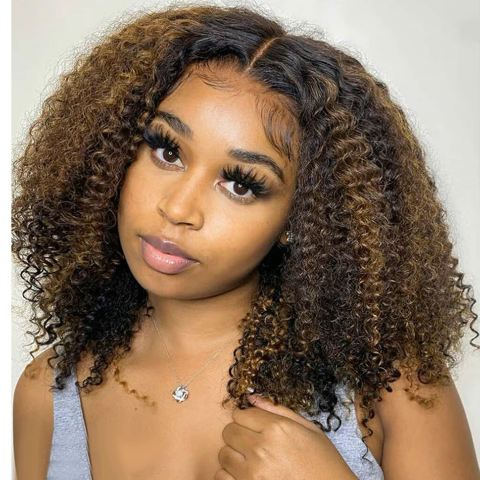 Special Offer ! 5 Colores Available ,6x5 Glueless Kinky Curly Lace Wigs Colored Human Hair Ready To Wear