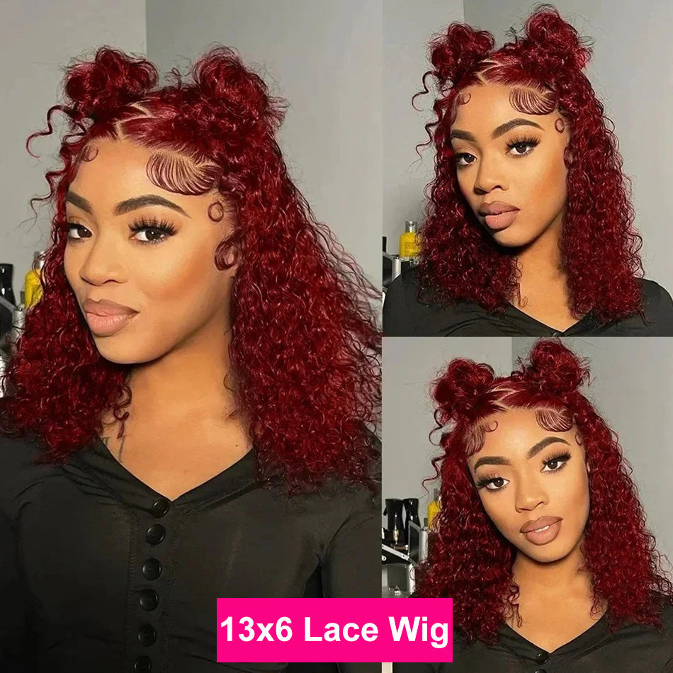 99J Colored Short BOB 13x6 Lace Front Wig 6x5 Glueless Ready To Go Human Hair Wig Jerry Curly