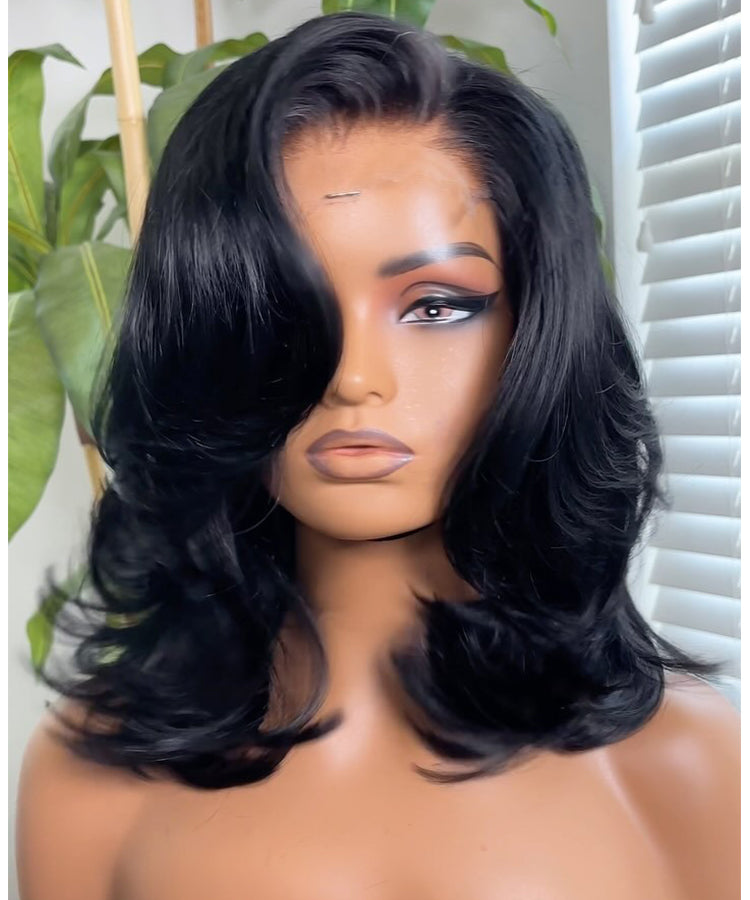 250% Density Elegant And Classy Side Part Inward Curl Layered Cut Design Glueless Lace Wig-010