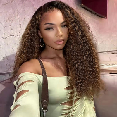 210% Density Highlight Brown Mixed Colored Undetectable HD 5x5 13x4 Full Lace Frontal Closure Straight Human Hair Wigs