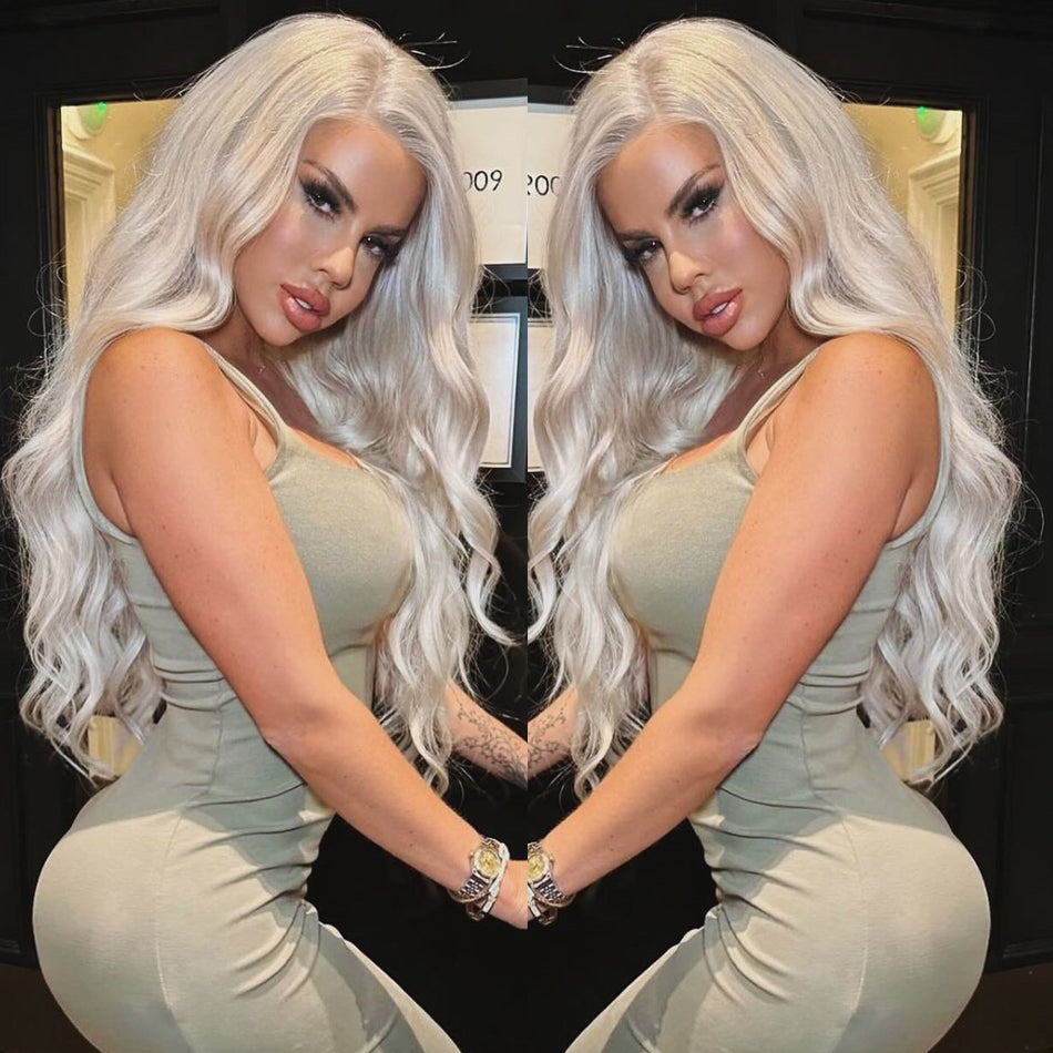 Top 10A 250% Density Platinum Colored 13x6 Lace Human Hair Wigs