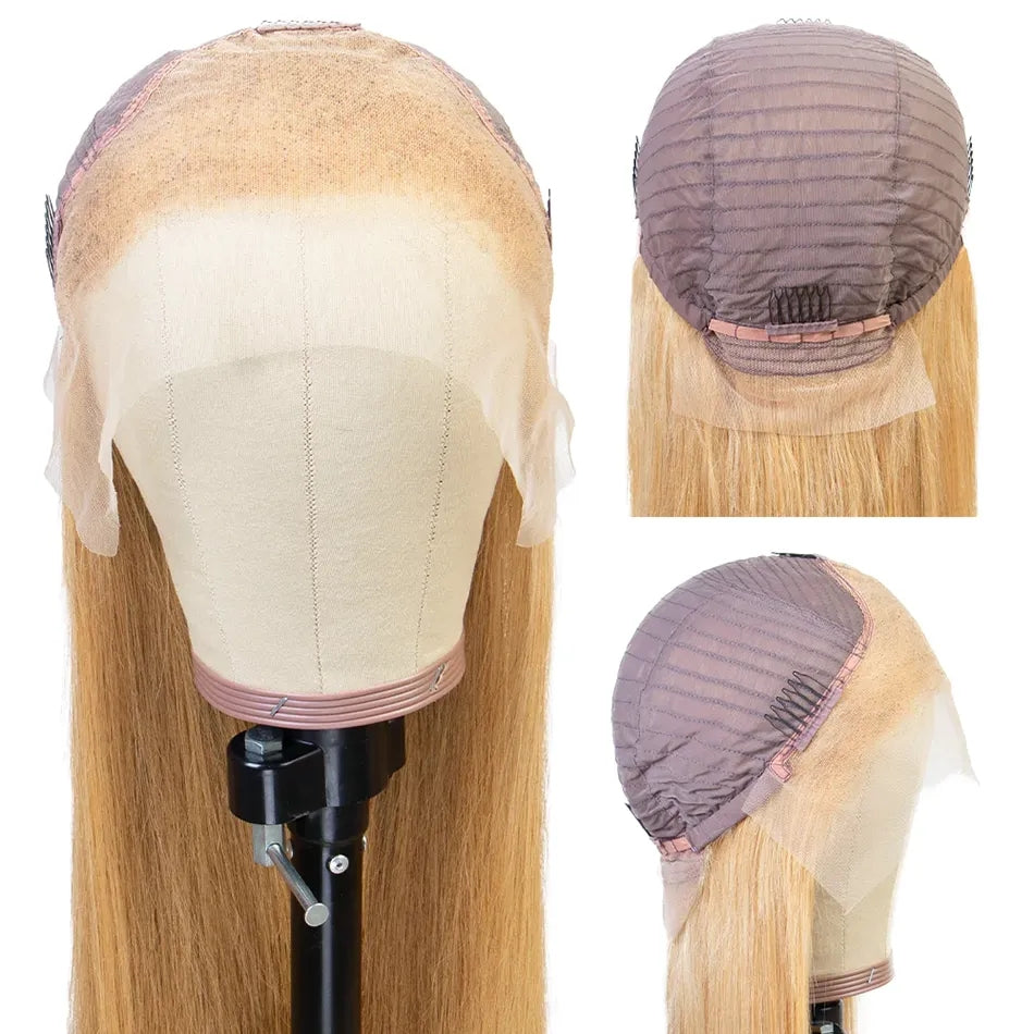 Link 8 Dachic Hair 27# Honey Blonde Straight 13x4 Lace Frontal Human Hair Wigs