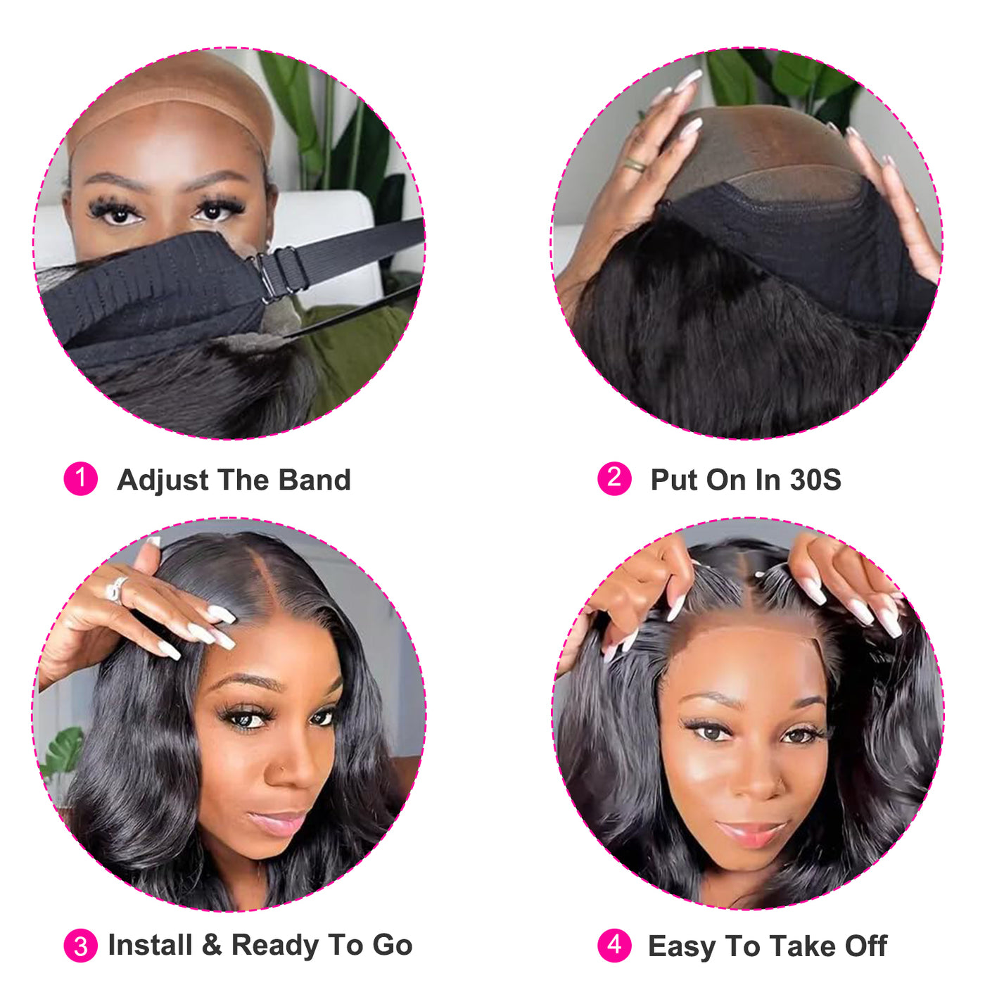 Wear and Go Glueless Wigs Human Hair Pre Plucked Pre Cut  6x4 HD Lace Front Body Wave Wigs Human Hair for Women 250% Density Human Hair Lace Closure Ready to Wear Wigs Natural Black