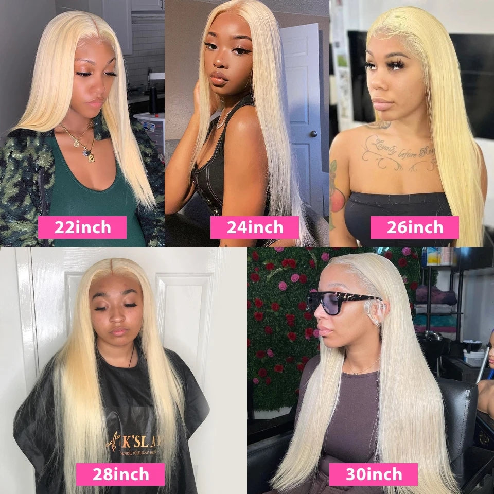 Link 15 Dachic Hair 613 Blonde Straight 13x4 Lace Frontal Wig Bone Straight Virgin Human Hair