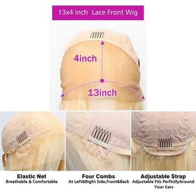 Link 15 Dachic Hair 613 Blonde Straight 13x4 Lace Frontal Wig Bone Straight Virgin Human Hair