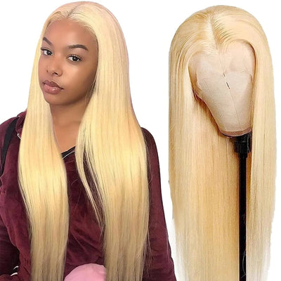 Link 15 Dachic Hair 613 Blonde Straight 13x4 Lace Frontal Wig Bone Straight Virgin Human Hair