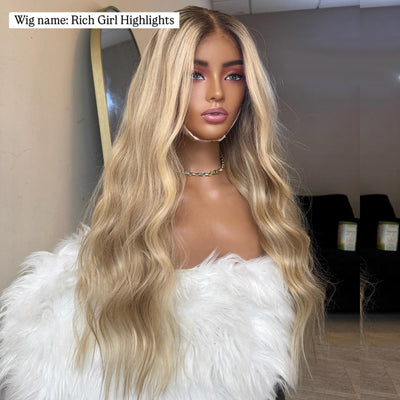 250% Density Balayage Blonde And Brown 13x6 Lace Front Human Hair Wigs