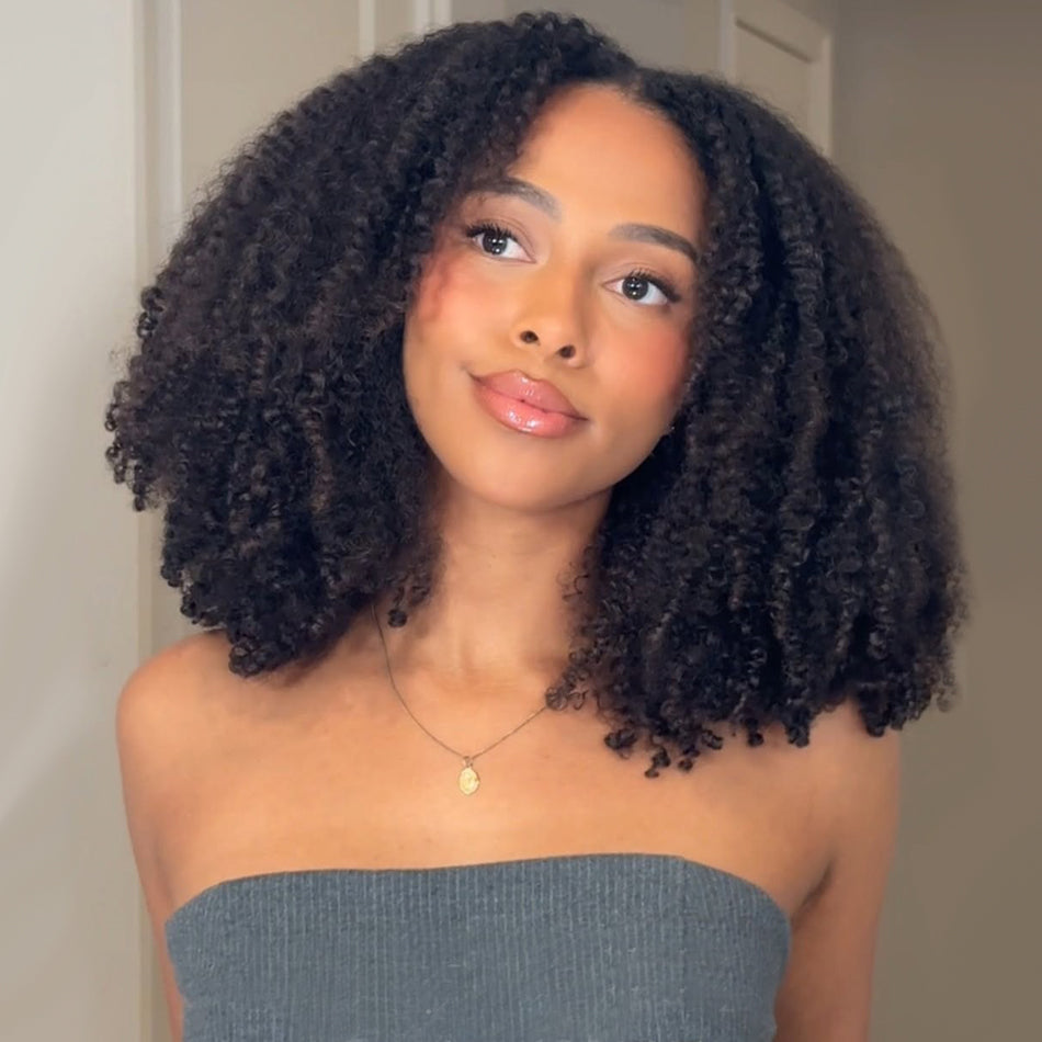 Perfect Amount Of Volume Coily Curly Ombre Brown Colored Glueless Lace Wig-019