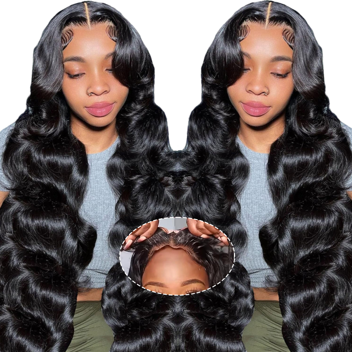 Wear and Go Glueless Wigs Human Hair Pre Plucked Pre Cut  6x4 HD Lace Front Body Wave Wigs Human Hair for Women 250% Density Human Hair Lace Closure Ready to Wear Wigs Natural Black