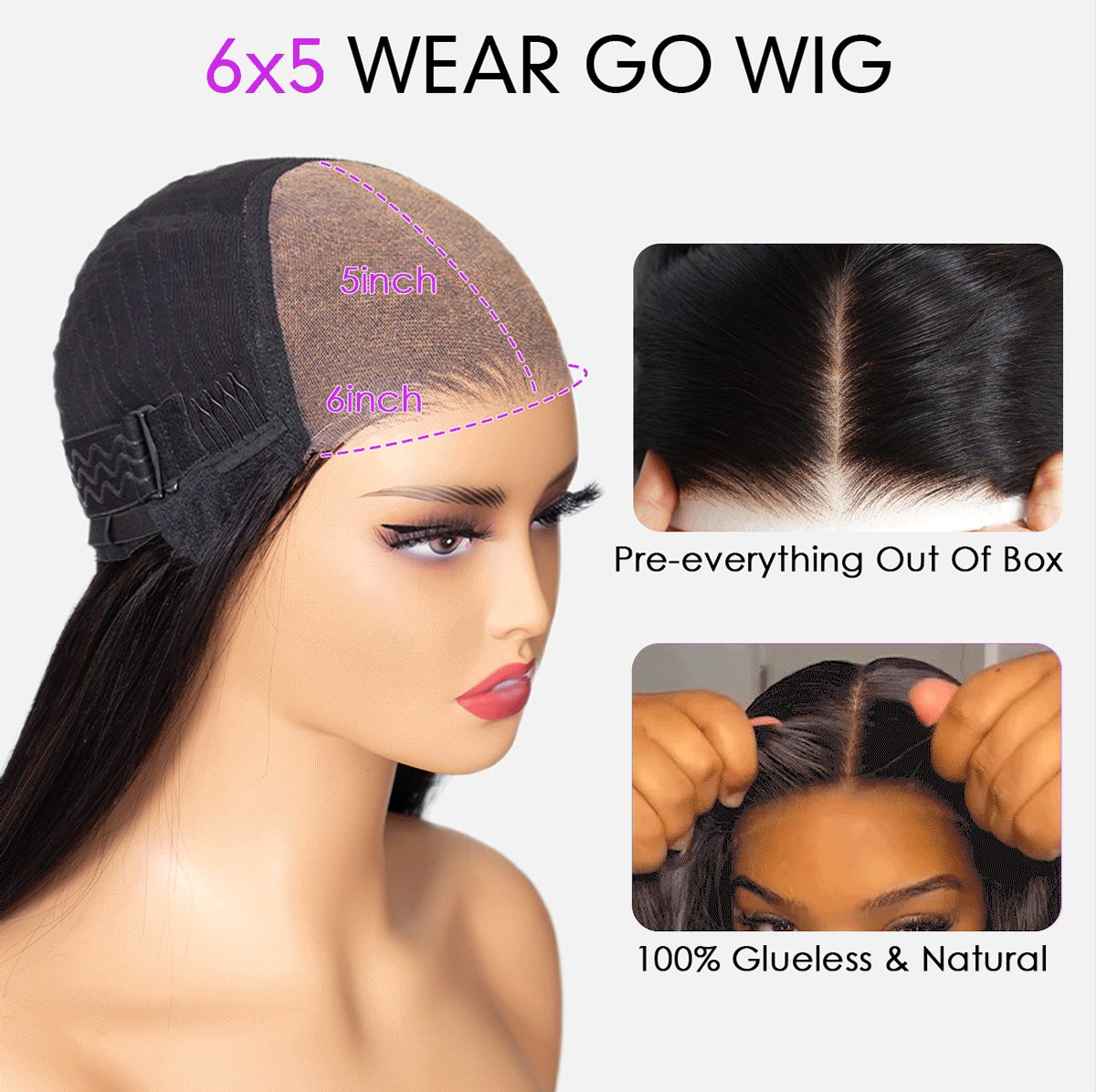 SUPER DEAL !  Plum Burgundy Wine Purple Colored 6x5 Glueless 13x6 Lace Front Human Hair Wigs