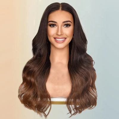 Ombre Brown Colored Human Hair Wigs Glueless Wigs