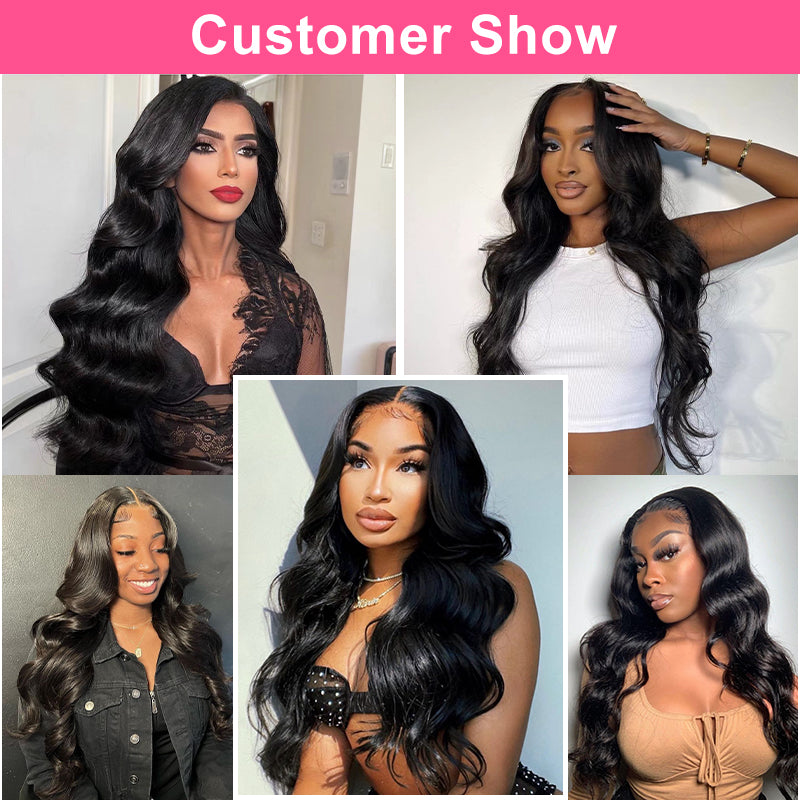 Wear and Go Glueless Wigs Human Hair Pre Plucked Pre Cut  6x4 HD Lace Front Body Wave Wigs Human Hair for Women 250% Density Human Hair Lace Closure Ready to Wear Wigs Natural Black