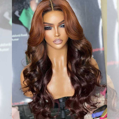 Luxurious Honey Brown Ombre Colored Wigs 6x5 Glueless Lace Closure Ready To Wear Human Hair Wigs