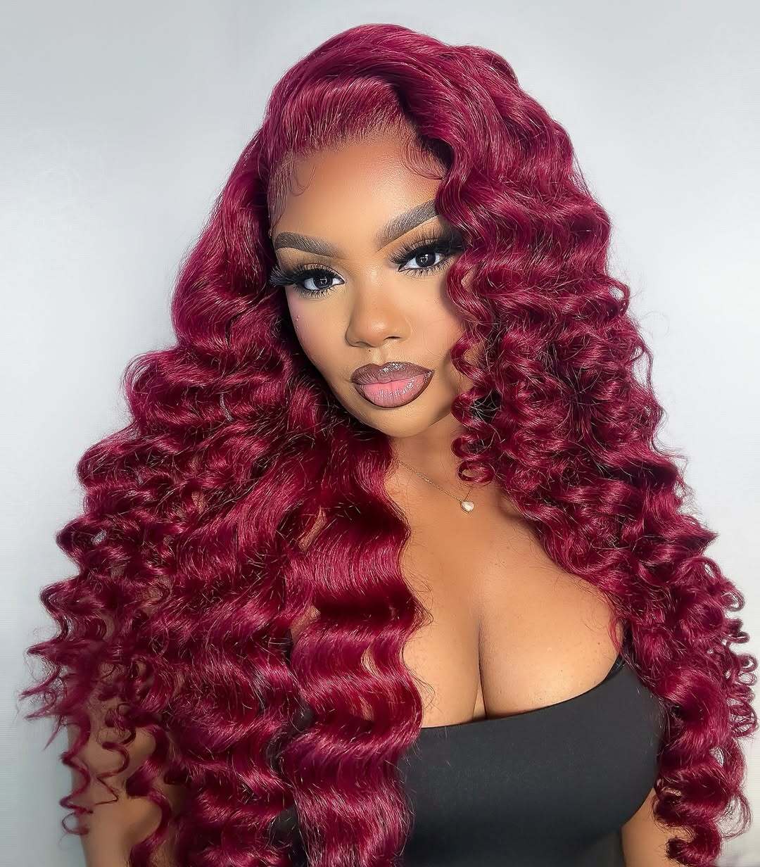 10A 250% Density 99J Burgundy Retro Curls Human Hair Wigs