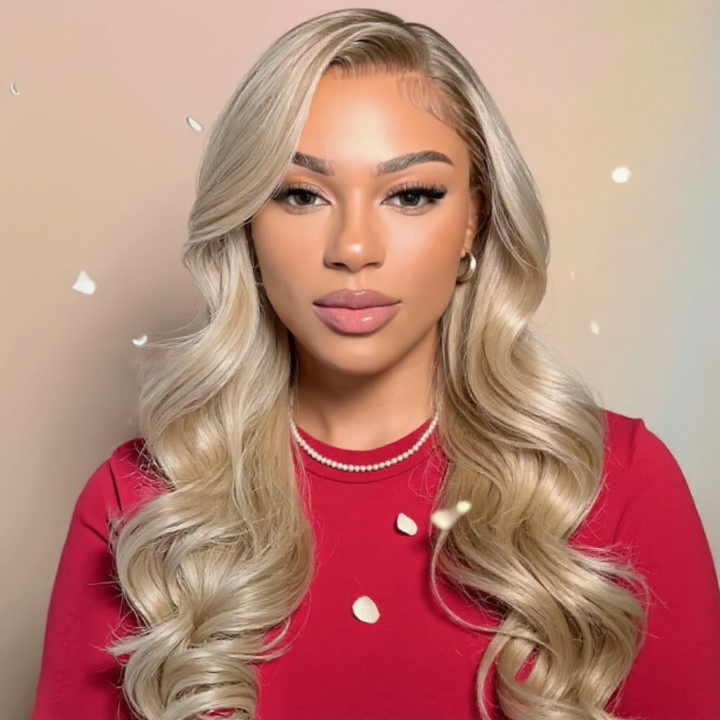 Ash Blonde Colored HD Transparent 13x6 Lace Front Human Hair Wig