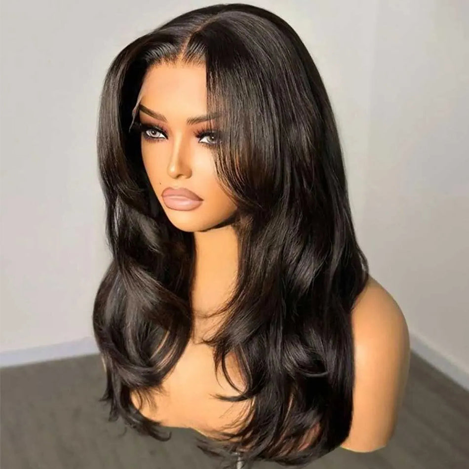 250% Density Curtain Bangs And Layered Cut Design Glueless Lace Wig-011