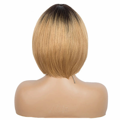 Dachic Hair 1B/30 Short Bob Wig With Bangs Human Hair Brazilian Remy Hair