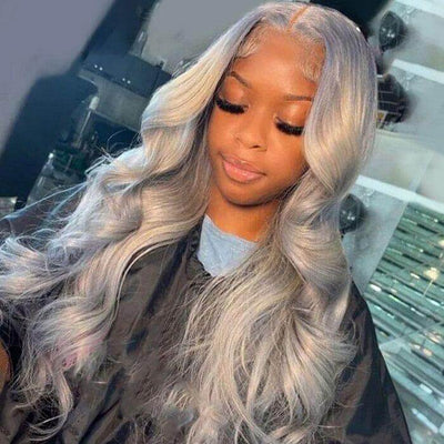 Dachic Special Customise Grey Colored 13x4 13x6 HD Lace Front Human Hair 613 Frontal Wigs 180% Density