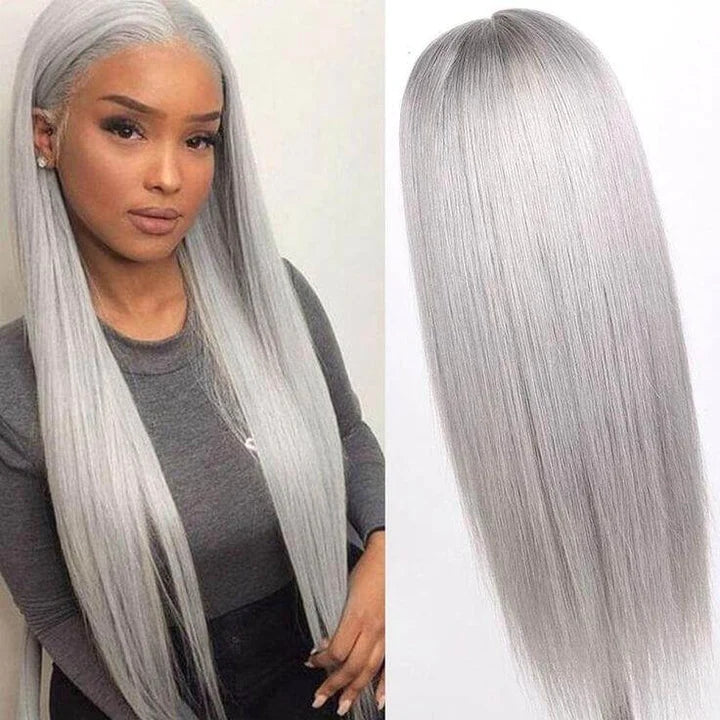 Dachic Special Customise Grey Colored 13x4 13x6 HD Lace Front Human Hair 613 Frontal Wigs 180% Density